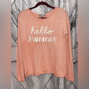 Marled “Hello Summer” Coral Scoop Neck Sweater M